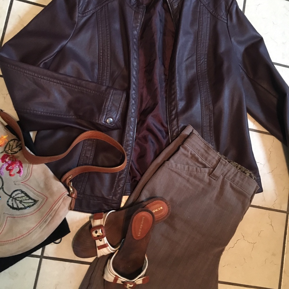Dress Barn Burgundy Faux Leather Jacket